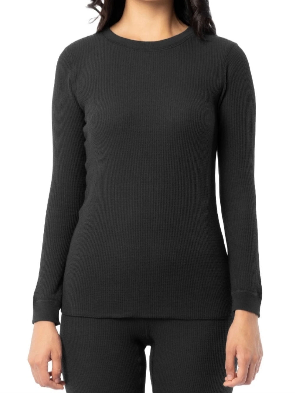 Fruit of the Loom Women's Size XS (0-2) Waffle Thermal Top NWT Black